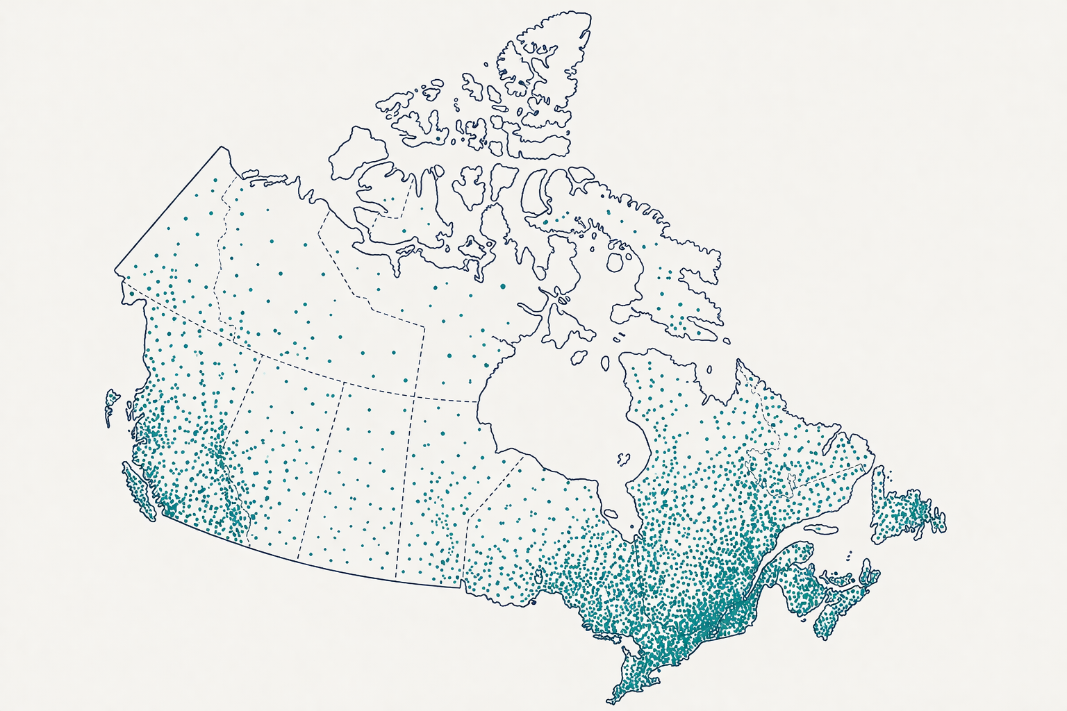 Map of 53,000+ existing dam and water-control structures across Canada